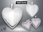 Load image into Gallery viewer, 14K Yellow Gold White Gold Floral Vine Border 20mm Heart Locket | Build Your Locket Necklace with Engraving, Photo insertions, and Chain Options