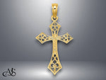 Load image into Gallery viewer, 14K Yellow Gold Filigree Cross Charm with Necklace Chain Options