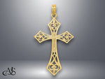 Load image into Gallery viewer, 14K Yellow Gold Filigree Cross Charm with Necklace Chain Options