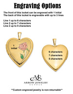 Load image into Gallery viewer, 14K Yellow Gold Pink and Green Enamel Rose 20mm Heart Locket | Build Your Locket Necklace with Engraving, Photo insertions, and Chain Options