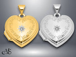 Load image into Gallery viewer, 14K Yellow White Gold Diamond Star 'For ever my best friend always my mom ' 18mm Heart Locket | Build Your Locket Necklace with Engraving, Photo insertions, and Chain Options