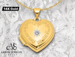 Load image into Gallery viewer, 14K Yellow White Gold Diamond Star 'For ever my best friend always my mom ' 18mm Heart Locket | Build Your Locket Necklace with Engraving, Photo insertions, and Chain Options