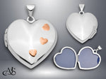 Load image into Gallery viewer, 14K White Gold with Rose Rhodium 22mm Heart Locket | Build Your Locket Necklace with Engraving, Photo insertions, and Chain Options