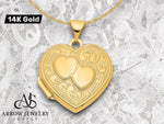 Load image into Gallery viewer, 14K Yellow Gold Two Hearts 18mm Heart Locket | Build Your Locket Necklace with Engraving, Photo insertions, and Chain Options