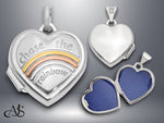 Load image into Gallery viewer, 14K Yellow White Gold with Rose and Yellow Plating CHASE THE RAINBOW 15mm Heart Locket | Build Your Locket Necklace with Engraving, Photo insertions, and Chain Options