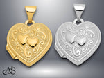 Load image into Gallery viewer, 14K Yellow Gold White Gold Two Hearts 15mm Heart Locket | Build Your Locket Necklace with Engraving, Photo insertions, and Chain Options