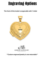 Load image into Gallery viewer, 14K Yellow Gold White Gold Polished Heart Border LOVE YOU Poem 18mm Heart Locket | Build Your Locket Necklace with Engraving, Photo insertions, and Chain Options