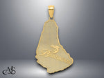 Load image into Gallery viewer, 14K Yellow Gold Textured BARBADOS Map Charm with Necklace Chain Options