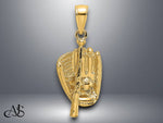 Load image into Gallery viewer, 14K Yellow Gold 3-D Baseball Glove, Bat and Ball Charm with Necklace Chain Options