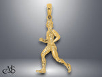 Load image into Gallery viewer, 14K Yellow Gold 3-D Polished Runner Charm with Necklace Chain Options