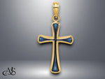 Load image into Gallery viewer, 14K Yellow Gold Blue / Green / Pink Enameled Tapered Cross Charm with Necklace Chain Options
