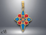 Load image into Gallery viewer, 14K Yellow Gold Enameled Celtic Knot Charm with Necklace Chain Options