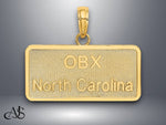 Load image into Gallery viewer, 14K Yellow Gold OBX NORTH CAROLINA License Plate Charm with Necklace Chain Options