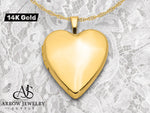 Load image into Gallery viewer, 14K Yellow White Gold Polished Plain 20mm Heart Locket | Build Your Locket Necklace with Engraving, Photo insertions, and Chain Options