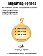 Load image into Gallery viewer, 14K Yellow Gold Scroll Design Hand Engraved 20mm Round Locket | Build Your Locket Necklace with Engraving, Photo insertions, and Chain Options