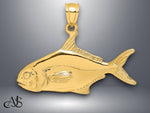 Load image into Gallery viewer, 14K Yellow Gold 3-D Polished Pompano Fish Charm with Necklace Chain Options