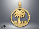 Load image into Gallery viewer, 14K Yellow Gold BAHAMAS Palm Tree Round Charm with Necklace Chain Options