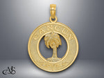 Load image into Gallery viewer, 14K Yellow Gold CANCUN w/ Palm Tree Circle Charm with Necklace Chain Options
