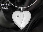 Load image into Gallery viewer, Sterling Silver Rhodium-plated 20mm with Diamond Star Heart Locket | Build Your Locket Necklace with Engraving, Photo insertions, and Chain Options