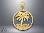 Load image into Gallery viewer, 14K Yellow Gold BERMUDA Palm Tree Round Charm with Necklace Chain Options