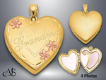 Load image into Gallery viewer, 14K Yellow Gold Filled Grandma 23mm Enameled Family Heart Locket | Build Your Locket Necklace with Engraving, Photo insertions, and Chain Options
