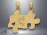Load image into Gallery viewer, 14K Yellow Gold BEST FRIENDS Break-apart Puzzle Pieces Charm with Necklace Chain Options