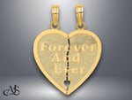 Load image into Gallery viewer, 14K Yellow Gold FOREVER AND EVER Break-Apart Heart Charm with Necklace Chain Options