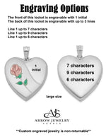 Load image into Gallery viewer, Sterling Silver Rhod-plated 20mm or 24mm Satin, Enamel, D/C Floral Heart Locket | Build Your Locket Necklace with Engraving, Photo insertions, and Chain Options