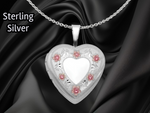 Load image into Gallery viewer, Sterling Silver RH-plated Polished / Satin Epoxy 16mm Floral Heart Locket | Build Your Locket Necklace with Engraving, Photo insertions, and Chain Options