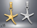 Load image into Gallery viewer, 14K Yellow White Gold Polished Mini Dancing Starfish Charm with Necklace Chain Options