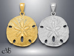 Load image into Gallery viewer, 14K Yellow White Gold Polished Sand Dollar Charm with Necklace Chain Options