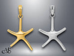 Load image into Gallery viewer, 14K Yellow White Gold Dancing Starfish Charm with Necklace Chain Options