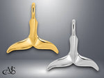 Load image into Gallery viewer, 14K Yellow White Gold 3-D Polished Whale Tail Chain Slide with Necklace Chain Options