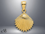 Load image into Gallery viewer, 14K Yellow White Gold Textured Scallop Shell Charm with Necklace Chain Options