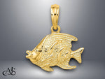 Load image into Gallery viewer, 14K Yellow Gold Polished Textured Fish Charm with Necklace Chain Options
