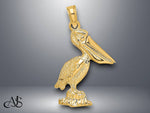 Load image into Gallery viewer, 14K Yellow Gold 3-D Standing Pelican with Moveable Mouth Charm with Necklace Chain Options