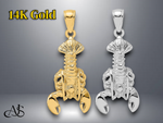 Load image into Gallery viewer, 14K Yellow White Gold Moveable Lobster Charm with Necklace Chain Options