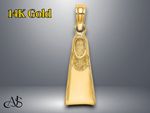 Load image into Gallery viewer, 14K Yellow White Gold Scuba Flipper Charm with Necklace Chain Options