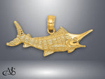 Load image into Gallery viewer, 14K Yellow Gold Textured 2-D Marlin Fish Charm with Necklace Chain Options
