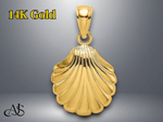 Load image into Gallery viewer, 14K Yellow Gold Polished 2-D Scallop Shell Charm with Necklace Chain Options
