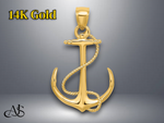 Load image into Gallery viewer, 14K Yellow White Gold 3-D Polished and Textured Anchor Rope Charm with Necklace Chain Options