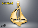 Load image into Gallery viewer, 14K Yellow Gold 2-D Polished Sailboat Charm with Necklace Chain Options