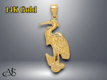Load image into Gallery viewer, 14K Yellow Gold Textured Standing Egret Bird Charm with Necklace Chain Options