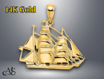 Load image into Gallery viewer, 14K Yellow Gold 2-D Polished Sailing Ship Charm with Necklace Chain Options