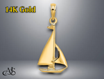Load image into Gallery viewer, 14K Yellow Gold 2-D Polished Sailboat Charm with Necklace Chain Options