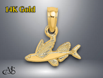 Load image into Gallery viewer, 14K Yellow Gold Mini Flying Fish Charm with Necklace Chain Options
