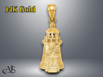 Load image into Gallery viewer, 14K Yellow Gold 3-D Brant Point Lighthouse Nantucket Harbor Charm with Necklace Chain Options