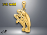 Load image into Gallery viewer, 14K Yellow Gold 2-D Polished Two Manatees Charm with Necklace Chain Options