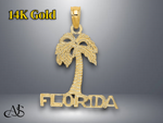 Load image into Gallery viewer, 14K Yellow Gold FLORIDA Palm Tree Charm with Necklace Chain Options