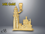 Load image into Gallery viewer, 14K Yellow Gold 3D Cape Cod Lighthouse Pendant with Necklace Chain Options